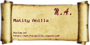 Matity Anilla névjegykártya